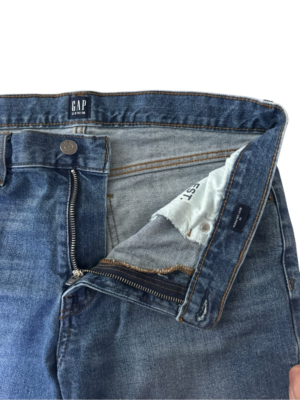 GAP Best Girlfriend Jeans Women’s 28 Medium Wash Distressed Stretch Denim - Picture 3 of 7